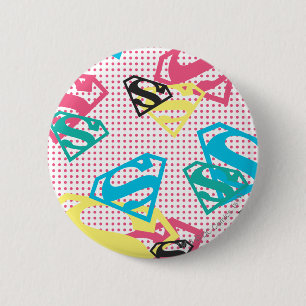 Supergirl Logo Pattern & Polka Dots Ronde Button 5,7 Cm