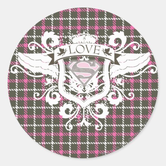 Supergirl Love Crest Ronde Sticker (Voorkant)