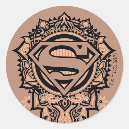 Supergirl Mandala Graphic Ronde Sticker (Voorkant)