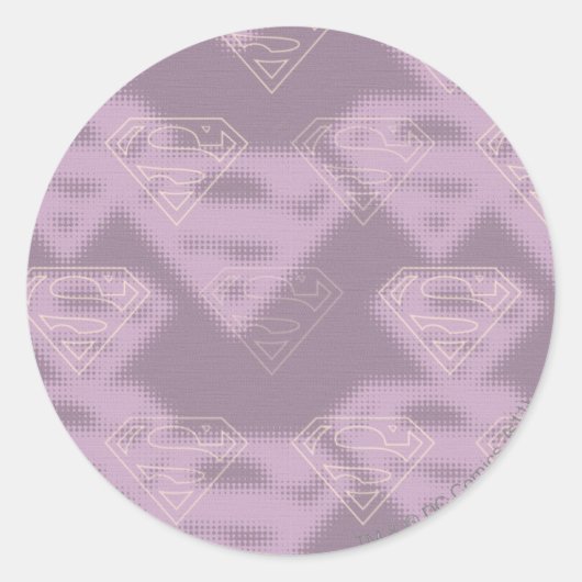 Supergirl Paarse Halftone Logo Ronde Sticker (Voorkant)