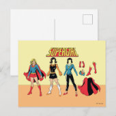 Supergirl papier Doll Grafisch Briefkaart (Voorkant / Achterkant)
