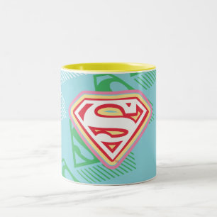 Supergirl Pastel herhaal patroon Tweekleurige Koffiemok