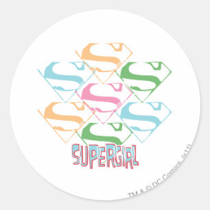 Supergirl Pastel Logo Collage Ronde Sticker