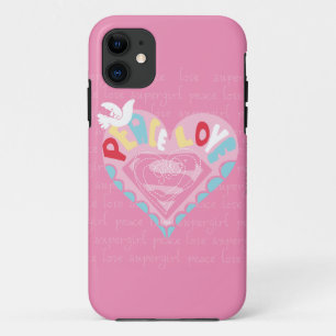 Supergirl Peace and Love Pink iPhone 11 Hoesje