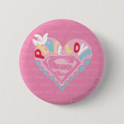 Supergirl Peace and Love Pink Ronde Button 5,7 Cm (Voorkant)