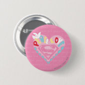 Supergirl Peace and Love Pink Ronde Button 5,7 Cm (Voorkant /achterkant)