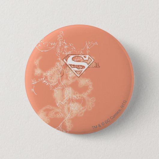 Supergirl Peach Floral Pattern Ronde Button 5,7 Cm (Voorkant)