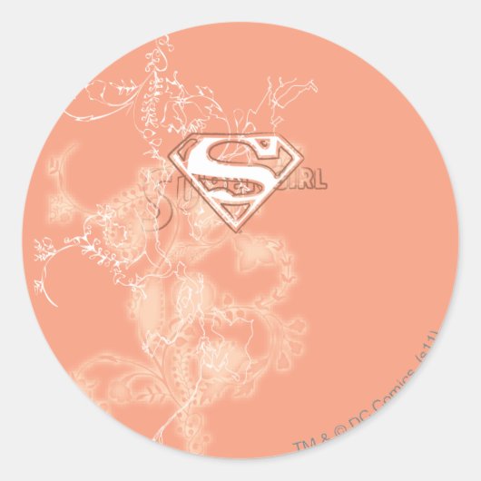 Supergirl Peach Floral Pattern Ronde Sticker (Voorkant)