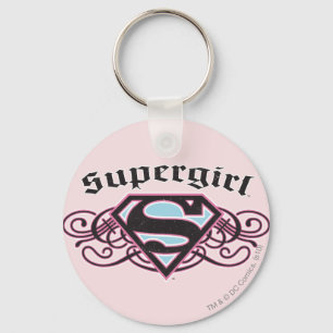 Supergirl Pin Strips Black en Pink Sleutelhanger