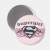Supergirl Pin Strips Black en Roze Magneet (Voorkant / Achterkant)