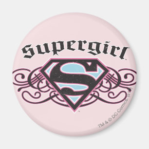 Supergirl Pin Strips Black en Roze Magneet