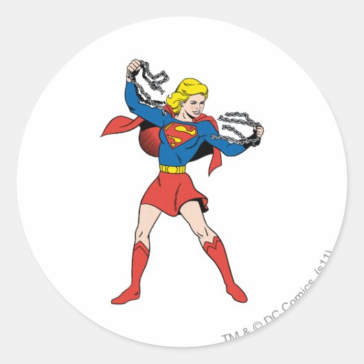 Supergirl Pose 10 Ronde Sticker (Voorkant)