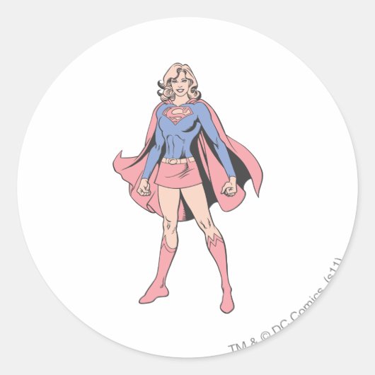 Supergirl Pose 3 Ronde Sticker (Voorkant)