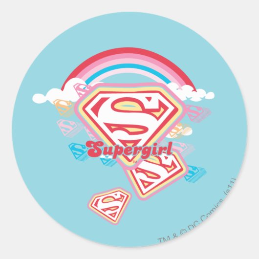 Supergirl Rainbow Ronde Sticker (Voorkant)