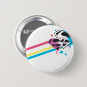 Supergirl Rainbow Stripes Ronde Button 5,7 Cm (Voorkant /achterkant)