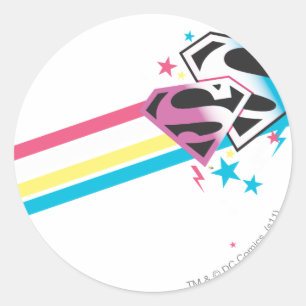 Supergirl Rainbow Stripes Ronde Sticker