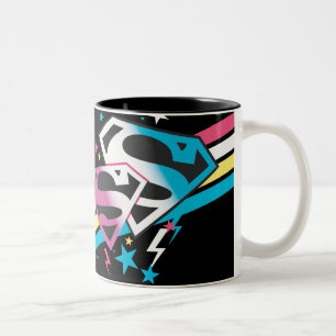 Supergirl Rainbow Stripes Tweekleurige Koffiemok
