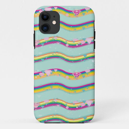 Supergirl Rainbow Waves Green Case-Mate iPhone Case (Achterkant)