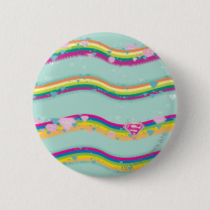 Supergirl Rainbow Waves Green Ronde Button 5,7 Cm
