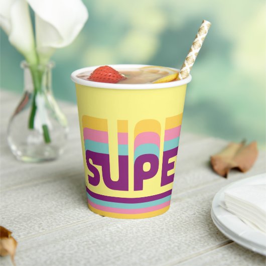Supergirl Retro Colorshift grafische afbeelding Papieren Bekers (Insitu)