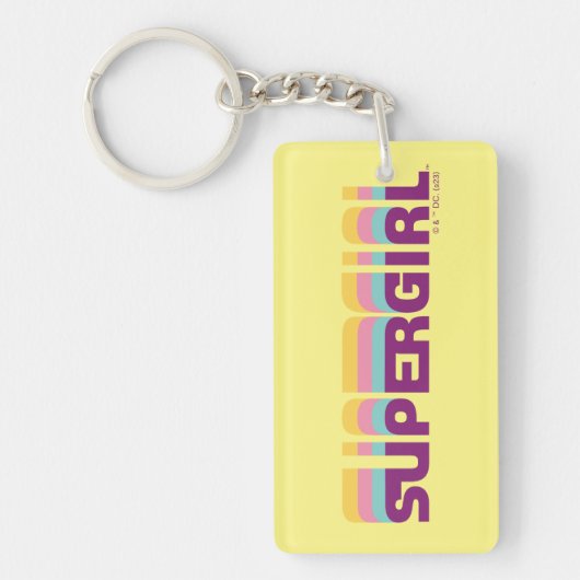 Supergirl Retro Colorshift grafische afbeelding Sleutelhanger (Voorkant)