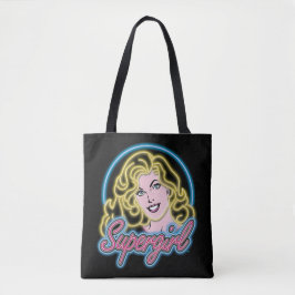 Supergirl Retro Neon Lights Grafisch Draagtas
