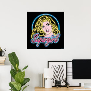 Supergirl Retro Neon Lights Grafisch Poster