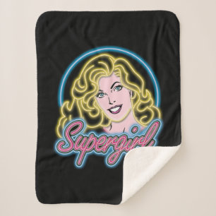 Supergirl Retro Neon Lights Grafisch Sherpa Deken