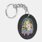 Supergirl Retro Neon Lights Grafisch Sleutelhanger (Voorkant Links)