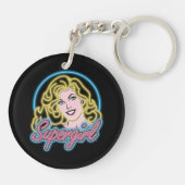 Supergirl Retro Neon Lights Grafisch Sleutelhanger (Achterkant)