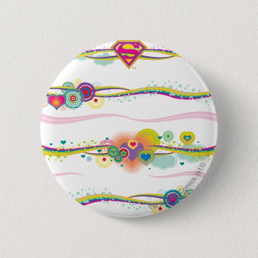 Supergirl Retro Rainbow Ronde Button 5,7 Cm (Voorkant)