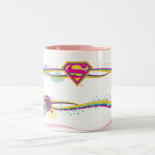 Supergirl Retro Rainbow Tweekleurige Koffiemok