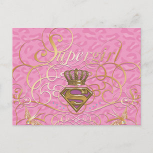 Supergirl roze briefkaart