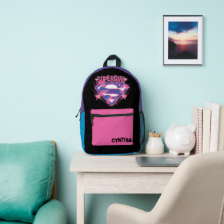 Supergirl Roze en Paarse Grunge Logo Bedrukte Rugzak