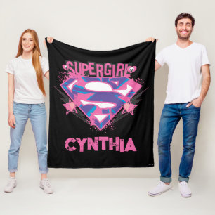 Supergirl Roze en Paarse Grunge Logo Fleece Deken