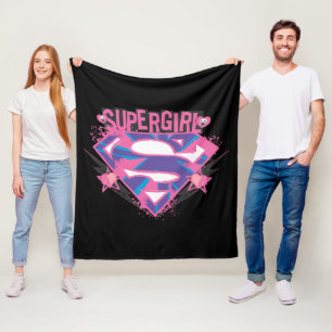 Supergirl Roze en Paarse Grunge Logo Fleece Deken