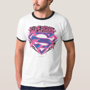 Supergirl Roze en Paarse Grunge Logo T-shirt
