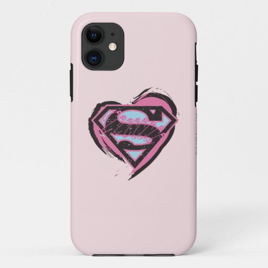 Supergirl roze Logo in hart Case-Mate iPhone Case (Achterkant)