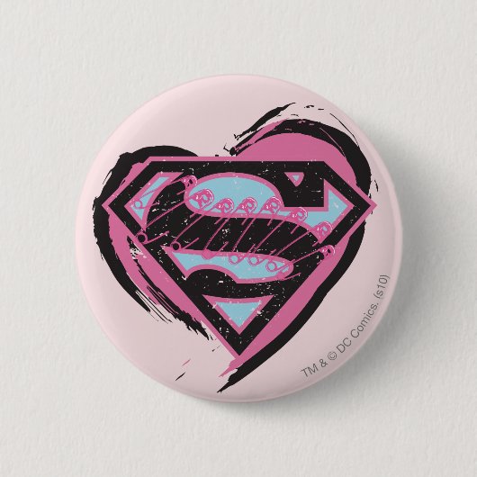 Supergirl roze Logo in hart Ronde Button 5,7 Cm (Voorkant)