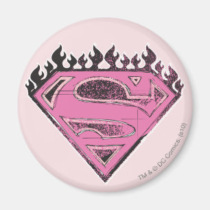 Supergirl roze Logo met vlammen Magneet