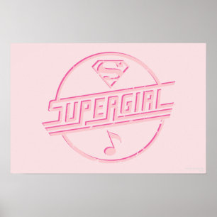 Supergirl roze muzieknotitie poster