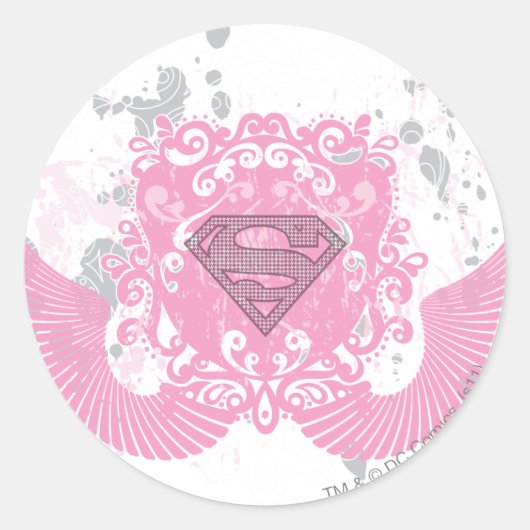 Supergirl roze ontwerp ronde sticker (Voorkant)