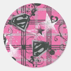Supergirl roze plein ronde sticker