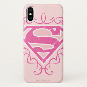Supergirl roze strepjes iPhone x hoesje