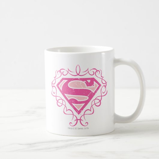 Supergirl roze strepjes koffiemok (Rechts)