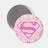 Supergirl roze strepjes magneet (Voorkant / Achterkant)