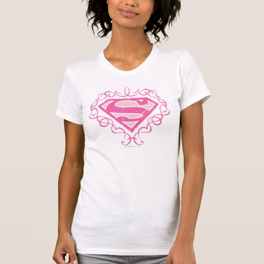 Supergirl roze strepjes t-shirt (Voorkant)