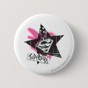 Supergirl roze verfster ronde button 5,7 cm