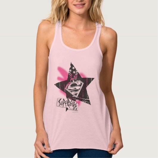 Supergirl roze verfster tanktop (Voorkant)