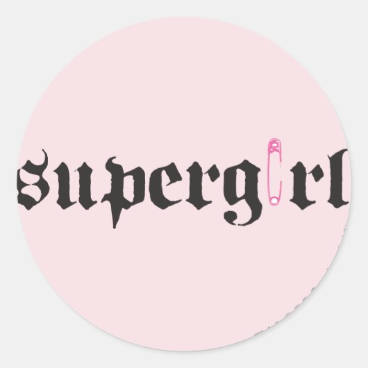 Supergirl Safety Pin Letter Ronde Sticker (Voorkant)